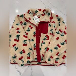 Very J Cherry Pattern Sherpa Jacket - Size S